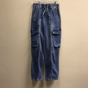 Madden NYC Cargo Jogger Jeans Size XSmall Blue Elastic Wai